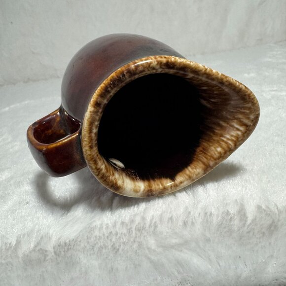 Vintage Brown Drip Glaze Stoneware Pitcher Curved Spout & Handle Oven Proof USA - Picture 3 of 6